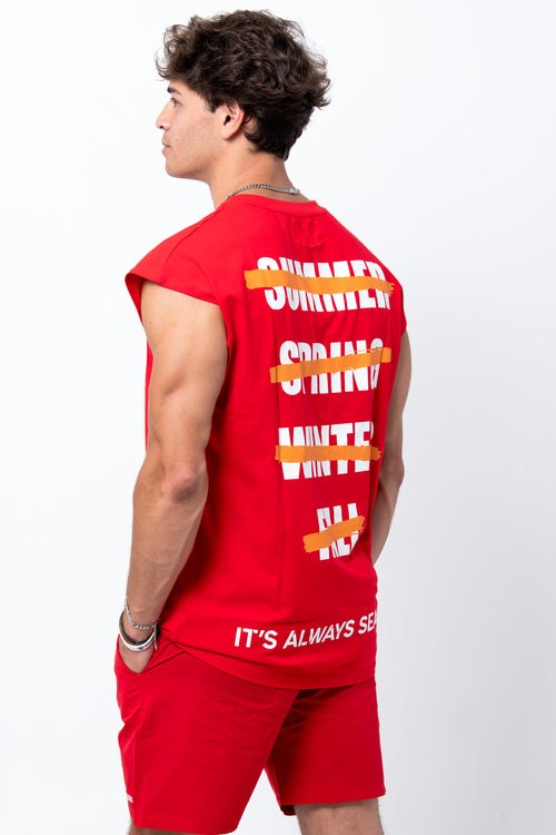 Seasons Dont Change Sleeveless Tee - Red